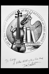 Artists rendering of a rejected coin design hand signed and presented to Gary Marks on October 8, 2015 by Don Everhart.