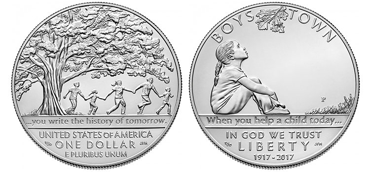 USA Wins Most Inspirational for 2017 Dated Boy’s Town Silver Dollar