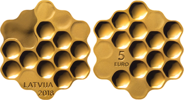 Latvia – Honey Coin 5 Euro Gold-Plated Silver