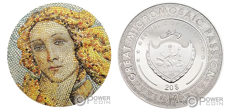 20 Dollars Birth of Venus Mosaic Art Silver Coin