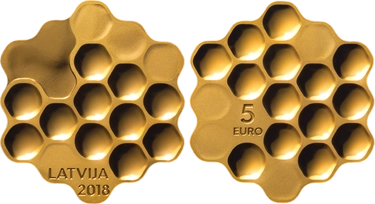Honeycomb-Shaped 5 Euro Coin