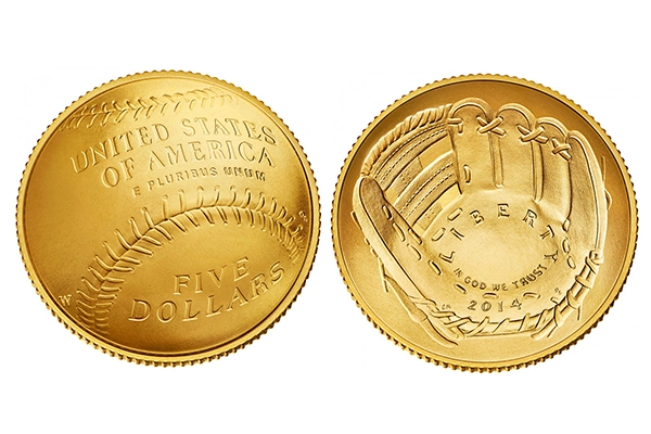 Baseball Hall of Fame Gold $5 Coin