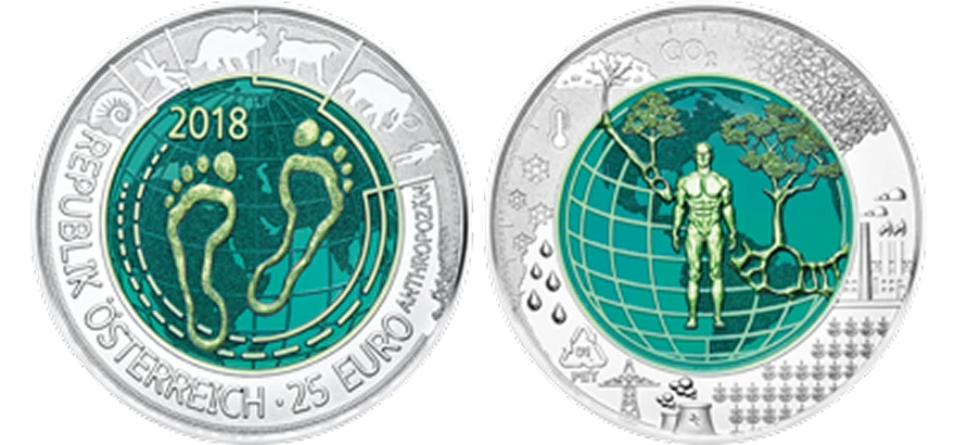 25 Euro Anthropology Bi-Metallic Silver–Niobium Coin