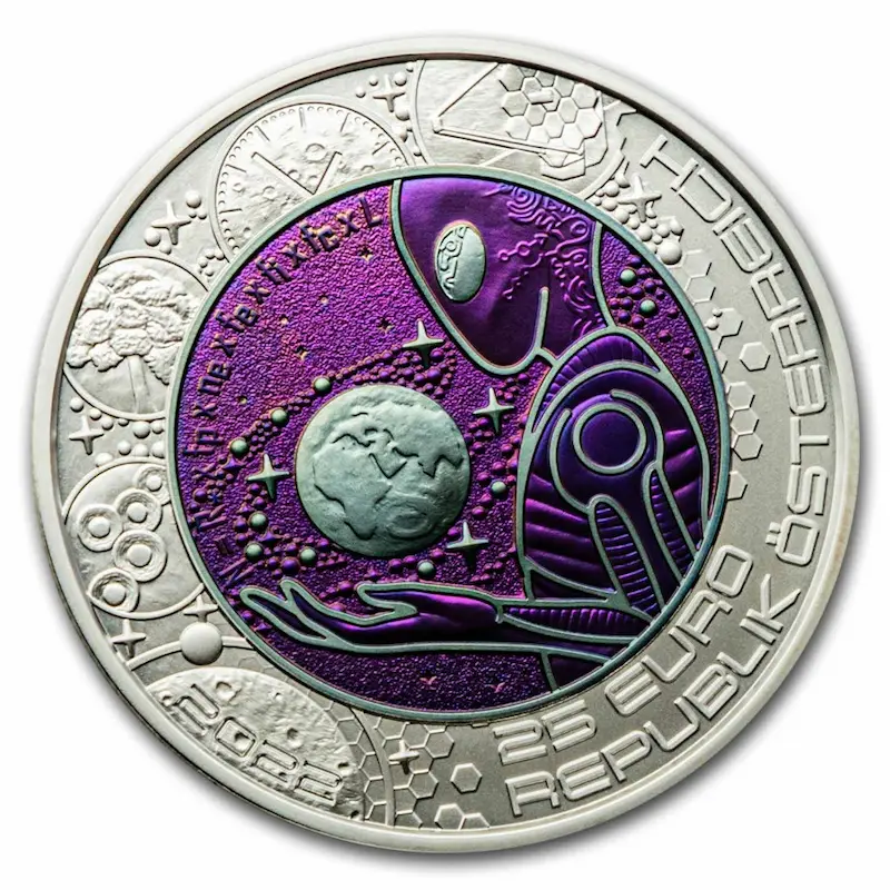 25 Euro Extraterrestrial Life Bi-Metallic Silver–Niobium Coin