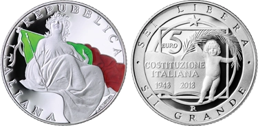 Italian Constitution –  5 Euro
