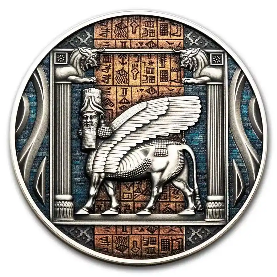 2000 Francs CFA Sumerian Winged Bull (Lamassu) Silver Coin