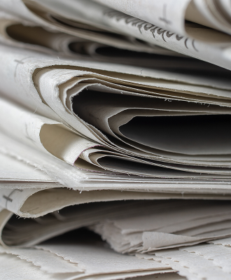 closeup-shot-newspapers-stacked-top-each-other 1